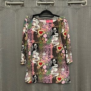 Thalia Sodi Multi Color and Design 3/4 Sleeve Top